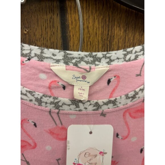Secret Treasure Ladies LG Pink Flamingo 2PC Pajama Short Set Soft & Lightweight - Picture 3 of 3
